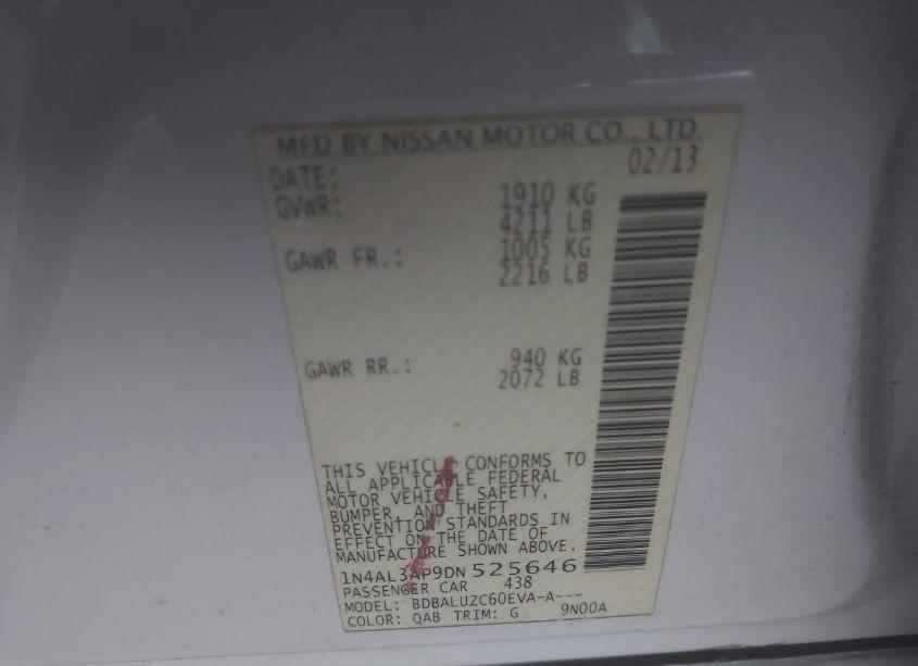 Photo 9 of 2013 Nissan Altima 2.5 SV (VIN 1N4AL3AP9DN525646)