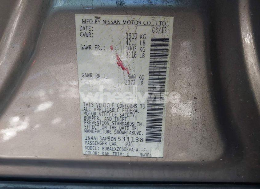 Photo 9 of 2013 Nissan Altima 2.5 SL (VIN 1N4AL3AP9DN531138)