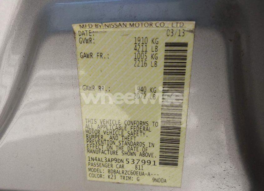 Photo 9 of 2013 Nissan Altima 2.5 S (VIN 1N4AL3AP9DN537991)