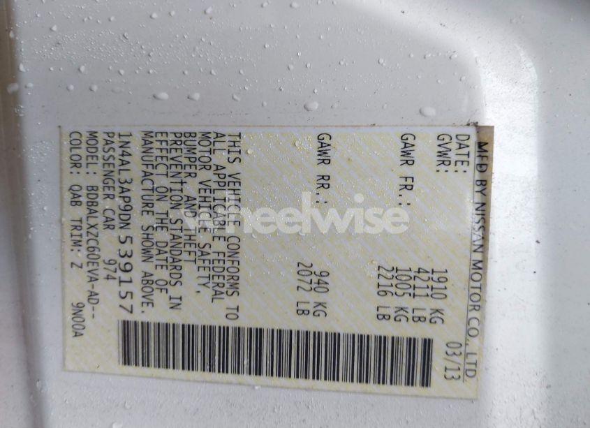 Photo 9 of 2013 Nissan Altima 2.5 SL (VIN 1N4AL3AP9DN539157)