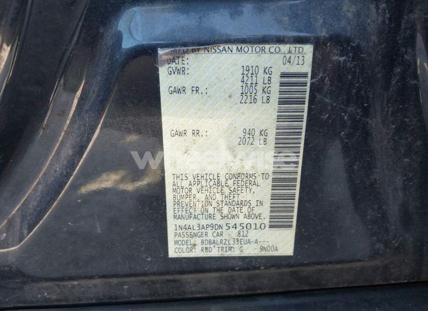 Photo 9 of 2013 Nissan Altima 2.5 S (VIN 1N4AL3AP9DN545010)