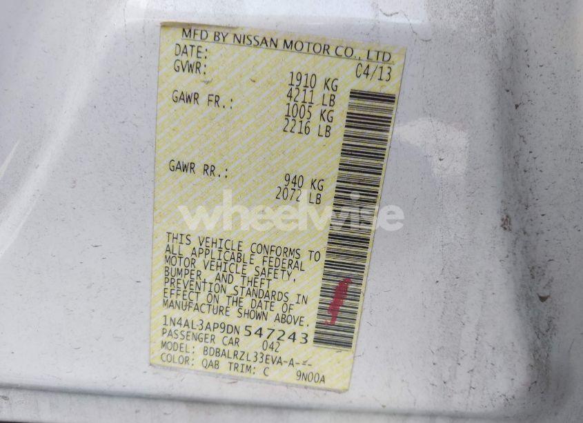 Photo 9 of 2013 Nissan Altima 2.5 S (VIN 1N4AL3AP9DN547243)