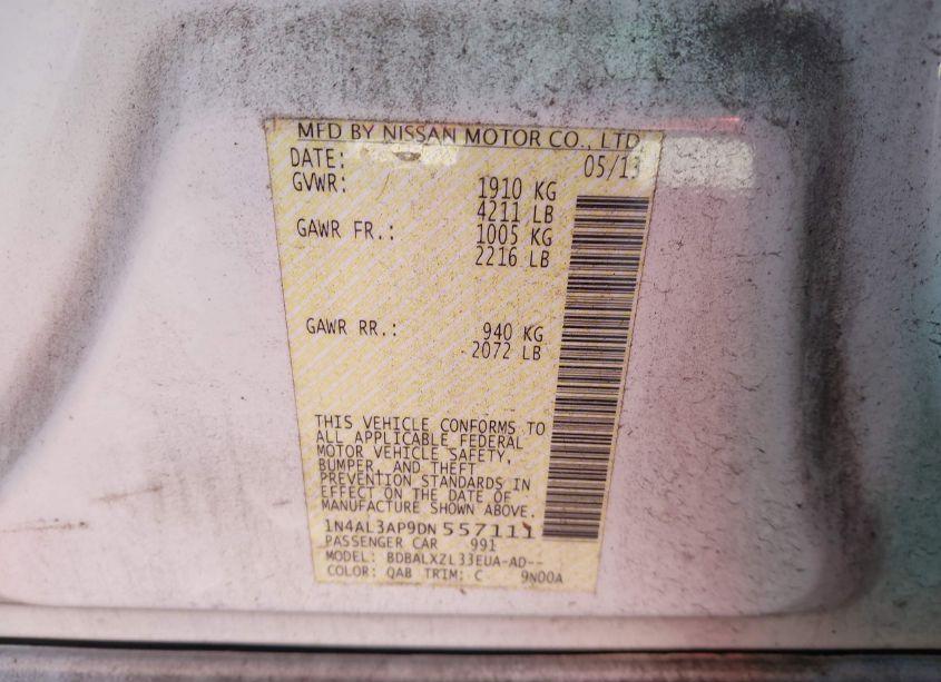 Photo 9 of 2013 Nissan Altima 2.5 SL (VIN 1N4AL3AP9DN557111)