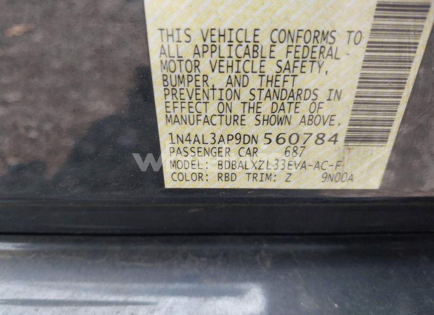 Photo 9 of 2013 Nissan Altima 2.5 SL (VIN 1N4AL3AP9DN560784)