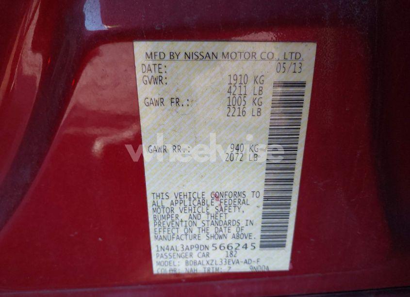 Photo 9 of 2013 Nissan Altima 2.5 SL (VIN 1N4AL3AP9DN566245)