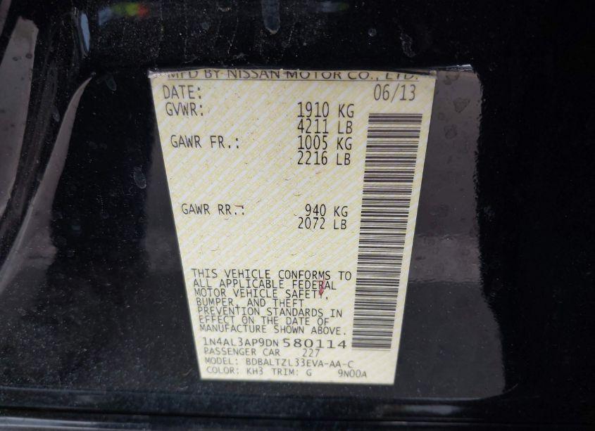 Photo 9 of 2013 Nissan Altima 2.5 SV (VIN 1N4AL3AP9DN580114)