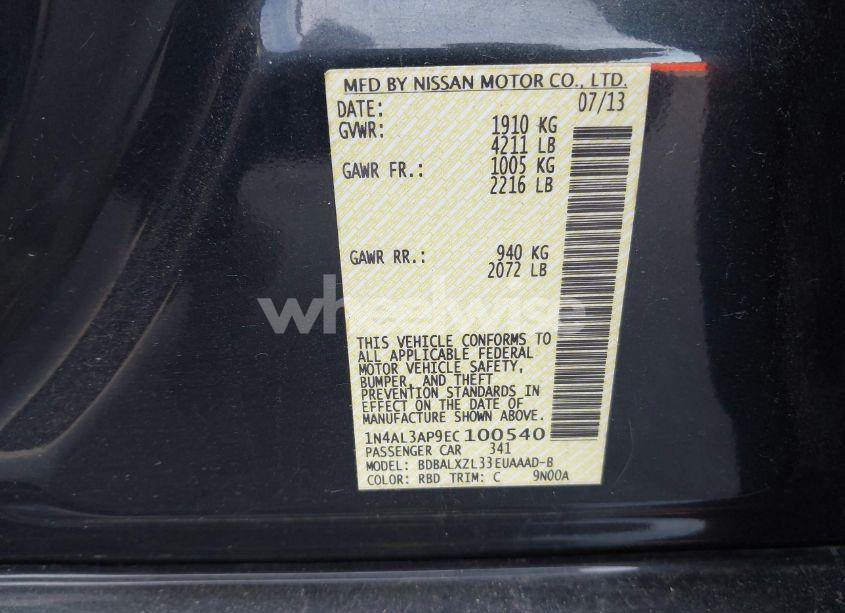 Photo 9 of 2014 Nissan Altima 2.5 SL (VIN 1N4AL3AP9EC100540)