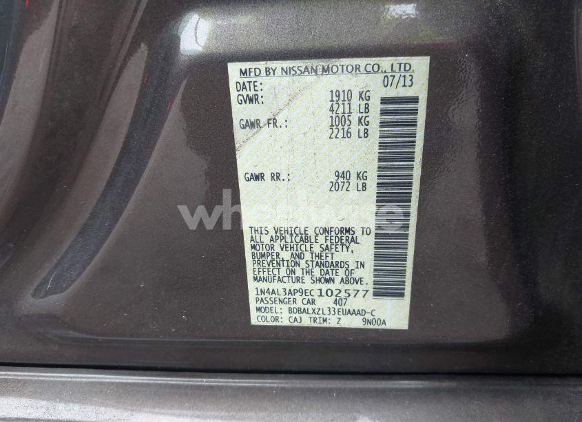 Photo 9 of 2014 Nissan Altima 2.5 SL (VIN 1N4AL3AP9EC102577)