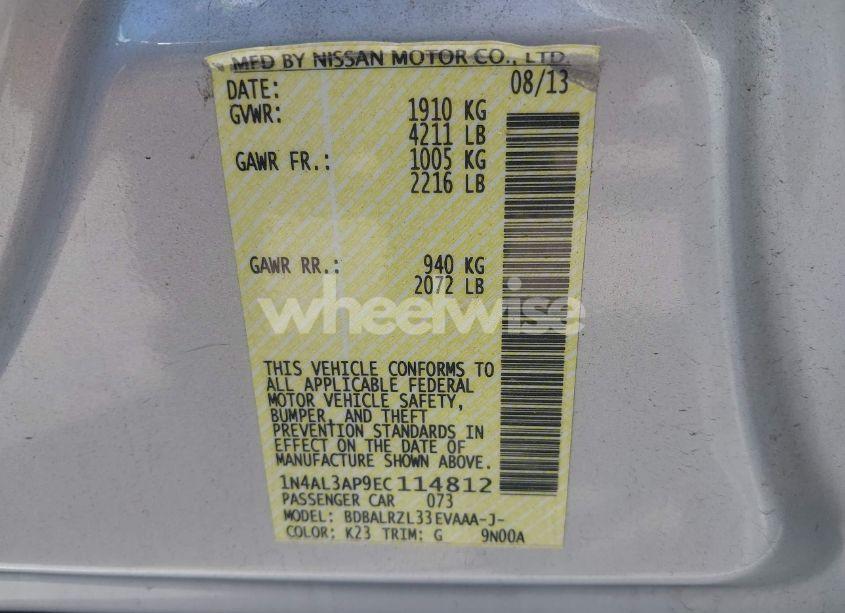 Photo 9 of 2014 Nissan Altima 2.5 S (VIN 1N4AL3AP9EC114812)