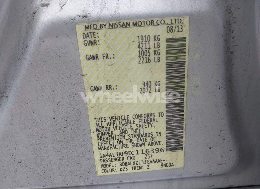 Photo 9 of 2014 Nissan Altima 2.5 SL (VIN 1N4AL3AP9EC116396)