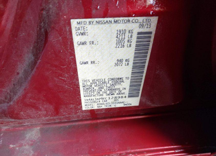 Photo 9 of 2014 Nissan Altima 2.5 SV (VIN 1N4AL3AP9EC128984)