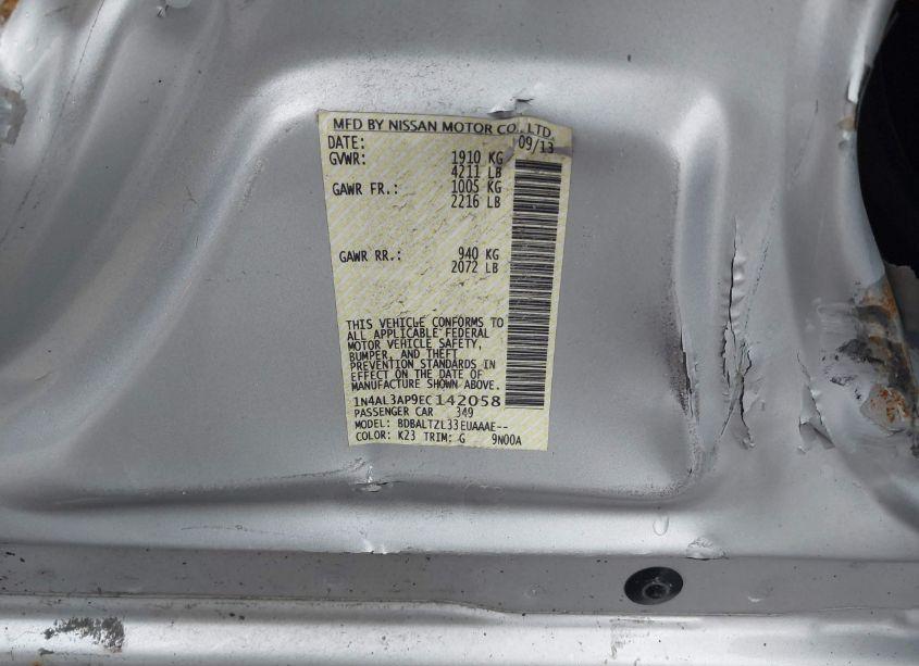 Photo 9 of 2014 Nissan Altima 2.5 SV (VIN 1N4AL3AP9EC142058)