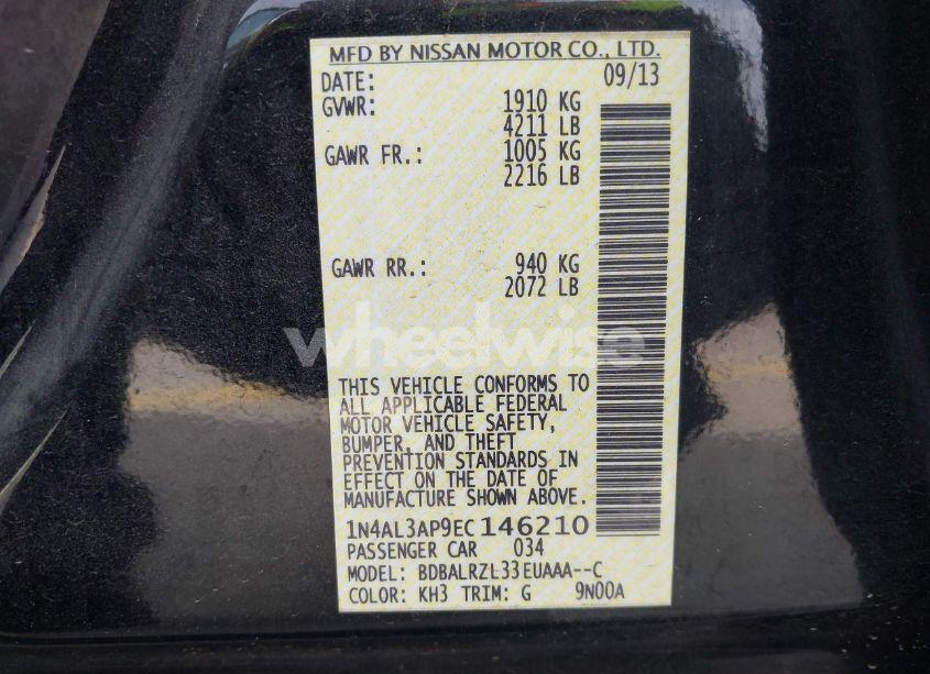 Photo 9 of 2014 Nissan Altima 2.5 S (VIN 1N4AL3AP9EC146210)