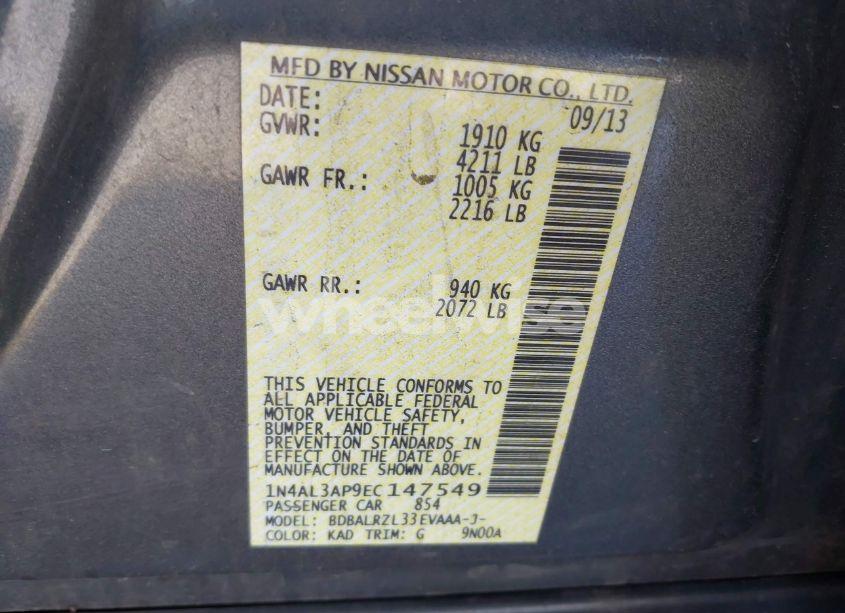 Photo 9 of 2014 Nissan Altima 2.5 S (VIN 1N4AL3AP9EC147549)