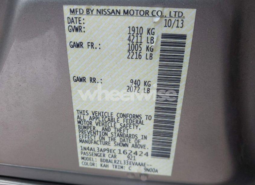 Photo 9 of 2014 Nissan Altima 2.5 S (VIN 1N4AL3AP9EC162424)