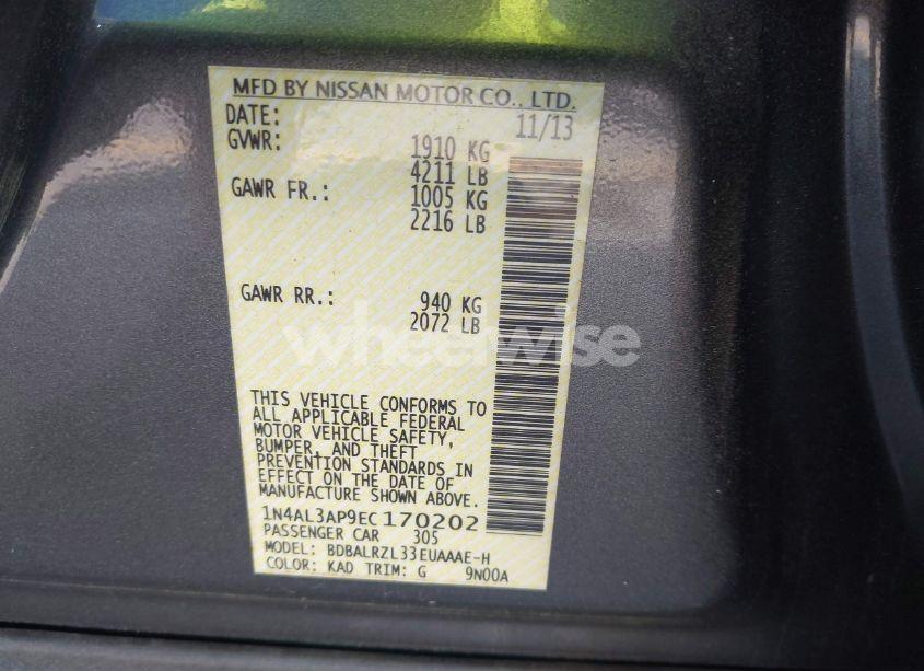 Photo 9 of 2014 Nissan Altima 2.5 S (VIN 1N4AL3AP9EC170202)