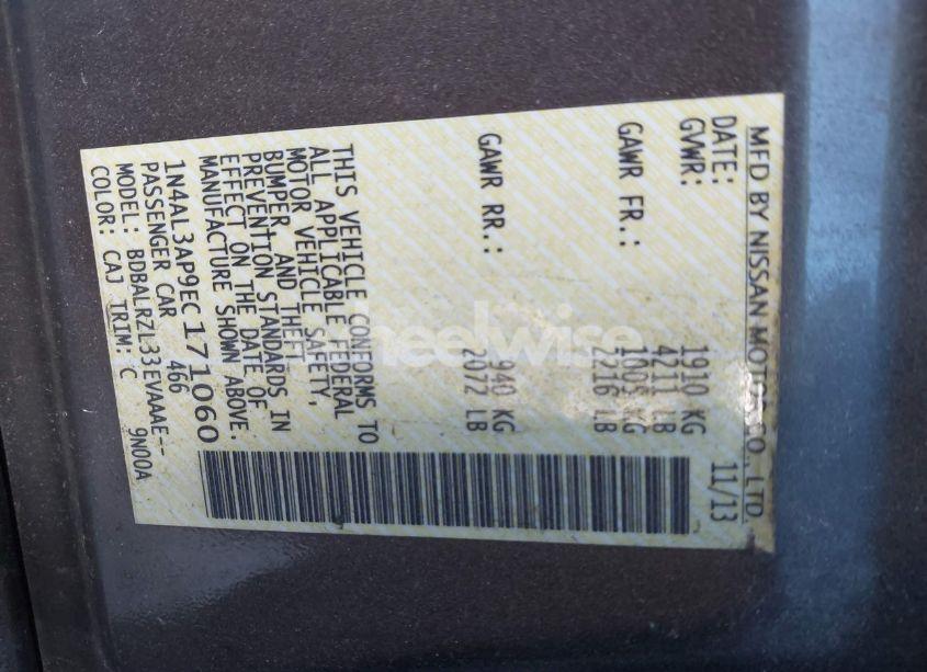 Photo 9 of 2014 Nissan Altima 2.5 S (VIN 1N4AL3AP9EC171060)