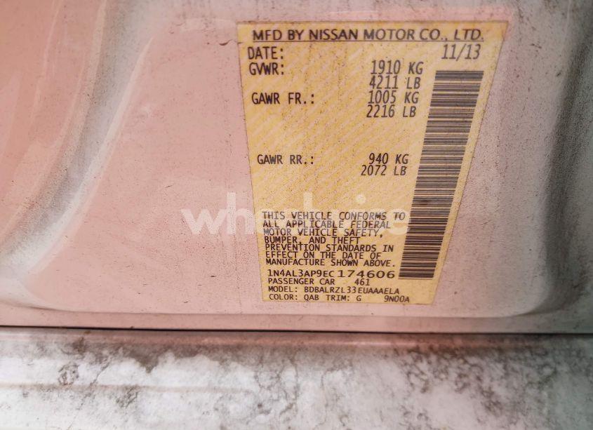 Photo 9 of 2014 Nissan Altima 2.5 S (VIN 1N4AL3AP9EC174606)