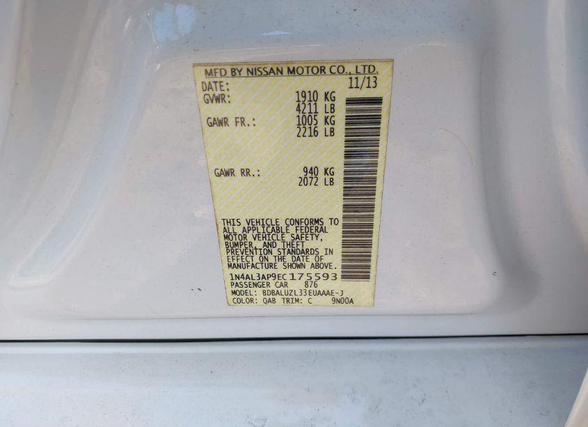 Photo 9 of 2014 Nissan Altima 2.5 SV (VIN 1N4AL3AP9EC175593)