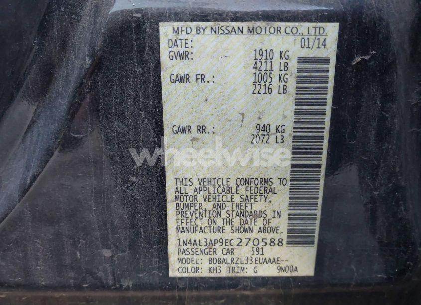 Photo 9 of 2014 Nissan Altima 2.5 S (VIN 1N4AL3AP9EC270588)