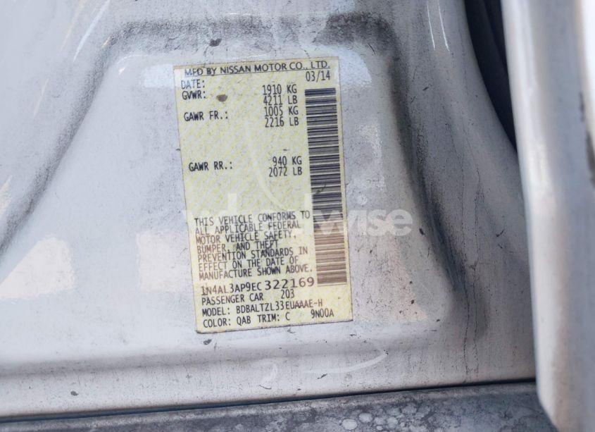 Photo 9 of 2014 Nissan Altima 2.5 SV (VIN 1N4AL3AP9EC322169)