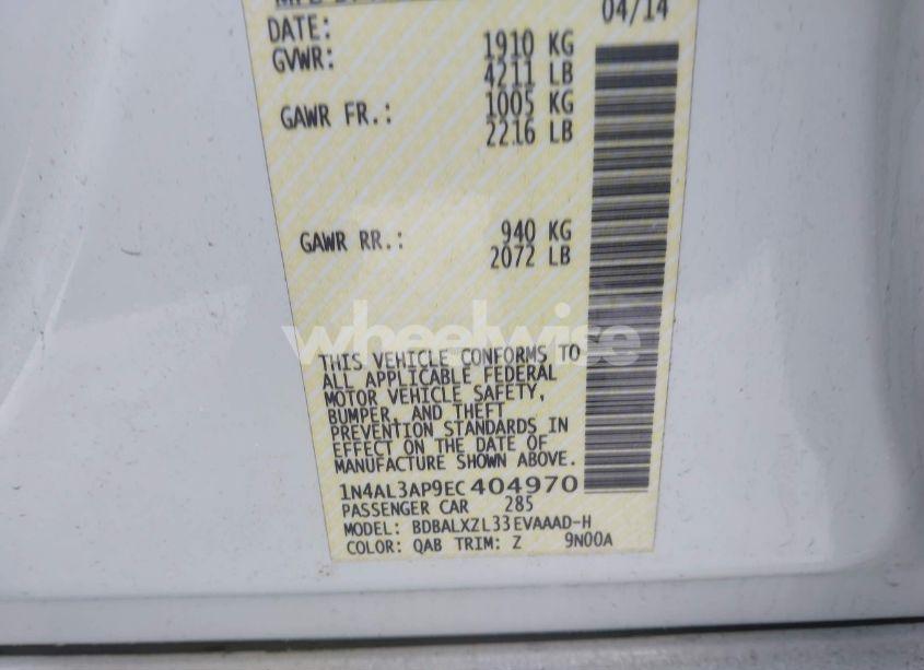 Photo 9 of 2014 Nissan Altima 2.5 SL (VIN 1N4AL3AP9EC404970)