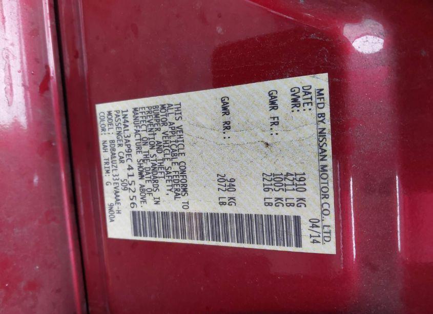 Photo 9 of 2014 Nissan Altima 2.5 SV (VIN 1N4AL3AP9EC415256)