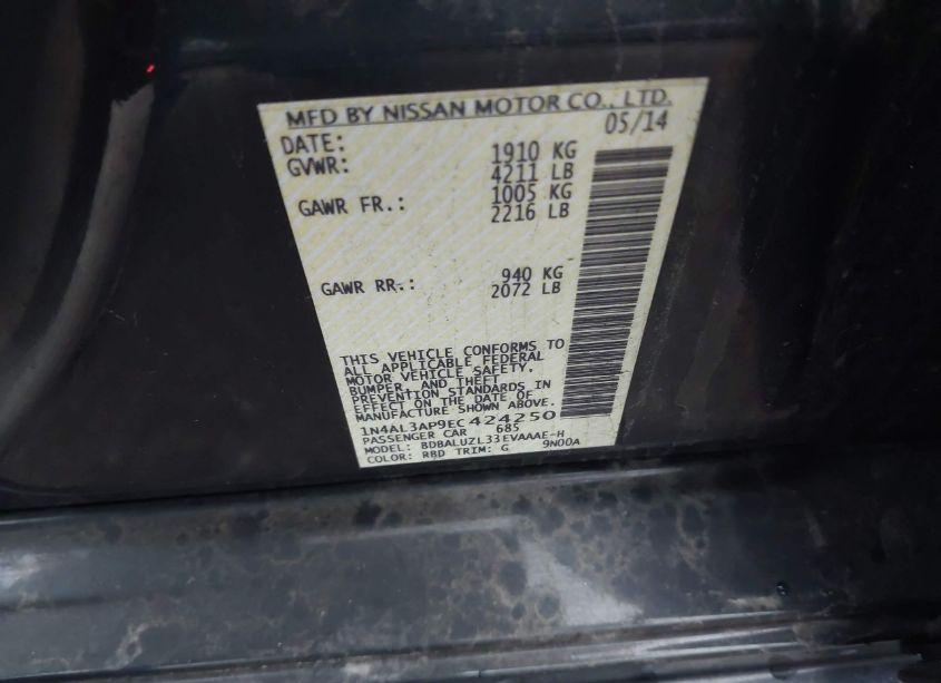 Photo 9 of 2014 Nissan Altima 2.5 SV (VIN 1N4AL3AP9EC424250)