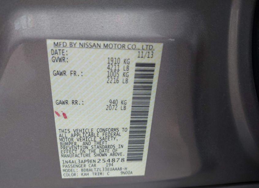 Photo 9 of 2014 Nissan Altima 2.5 SV (VIN 1N4AL3AP9EN254878)