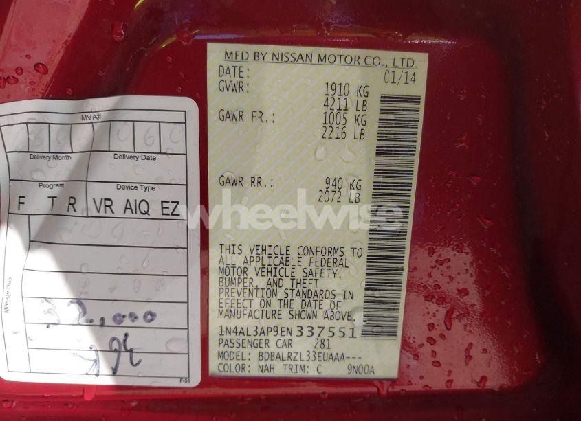 Photo 9 of 2014 Nissan Altima 2.5/2.5 S/2.5 SL/2.5 SV (VIN 1N4AL3AP9EN337551)