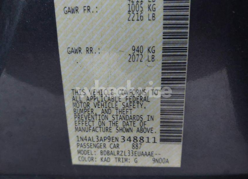 Photo 9 of 2014 Nissan Altima 2.5/2.5 S/2.5 SL/2.5 SV (VIN 1N4AL3AP9EN348811)