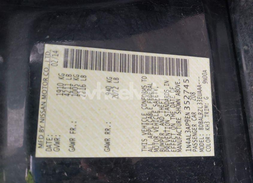 Photo 9 of 2014 Nissan Altima 2.5/2.5 S/2.5 SL/2.5 SV (VIN 1N4AL3AP9EN352745)