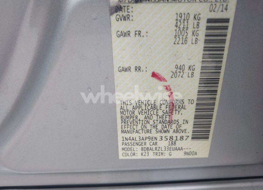 Photo 9 of 2014 Nissan Altima 2.5 S (VIN 1N4AL3AP9EN358187)