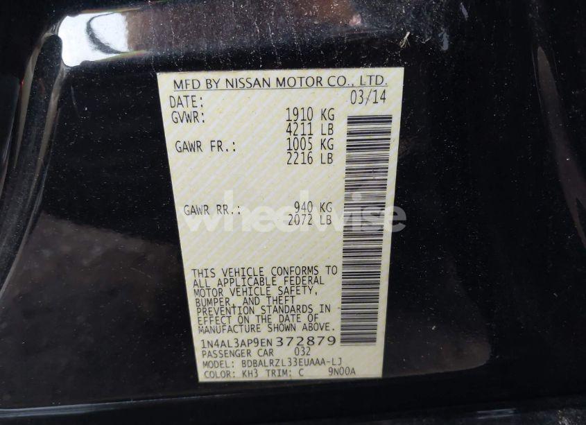 Photo 9 of 2014 Nissan Altima 2.5 S (VIN 1N4AL3AP9EN372879)
