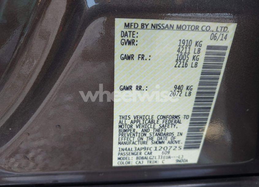 Photo 9 of 2015 Nissan Altima 2.5 S (VIN 1N4AL3AP9FC120725)