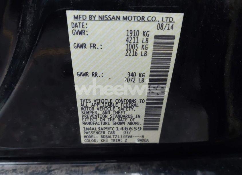 Photo 9 of 2015 Nissan Altima 2.5 SL (VIN 1N4AL3AP9FC146659)