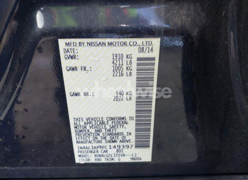 Photo 9 of 2015 Nissan Altima 2.5 S (VIN 1N4AL3AP9FC149397)