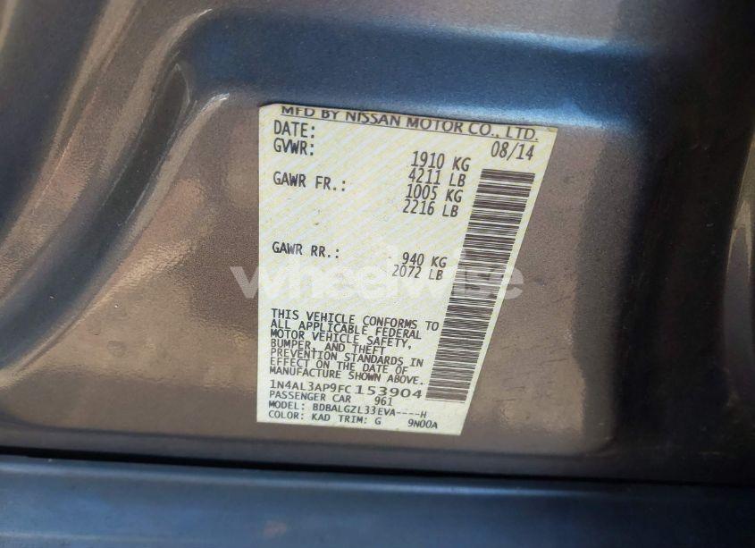 Photo 9 of 2015 Nissan Altima 2.5 S (VIN 1N4AL3AP9FC153904)