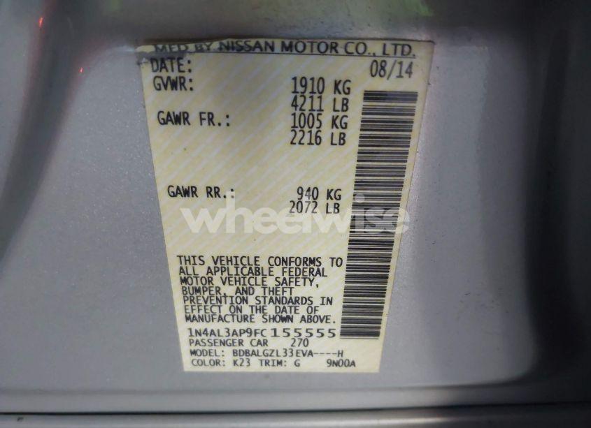 Photo 9 of 2015 Nissan Altima 2.5 S (VIN 1N4AL3AP9FC155555)