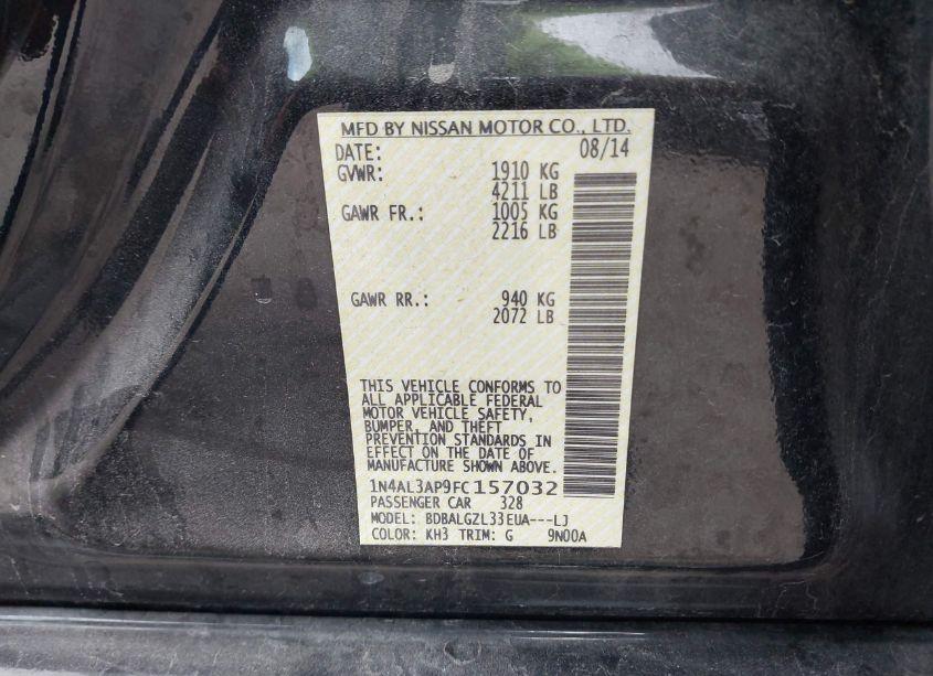 Photo 9 of 2015 Nissan Altima 2.5 S (VIN 1N4AL3AP9FC157032)