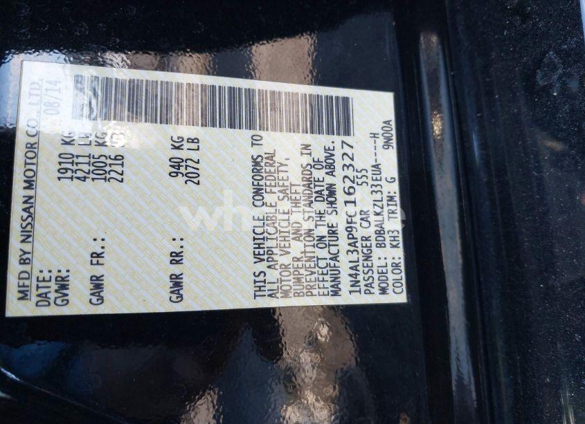 Photo 9 of 2015 Nissan Altima 2.5 SV (VIN 1N4AL3AP9FC162327)