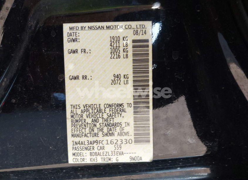 Photo 9 of 2015 Nissan Altima 2.5 S (VIN 1N4AL3AP9FC162330)