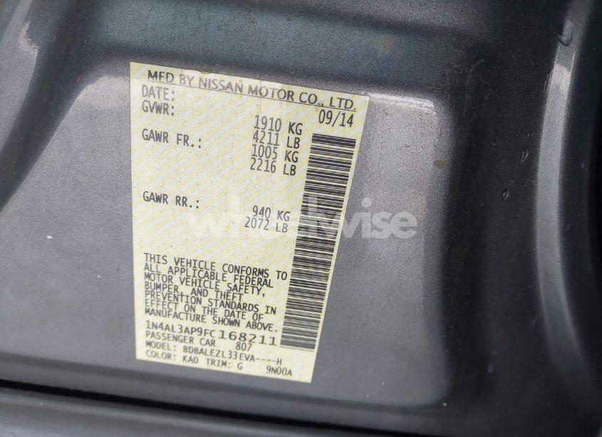 Photo 9 of 2015 Nissan Altima 2.5 S (VIN 1N4AL3AP9FC168211)