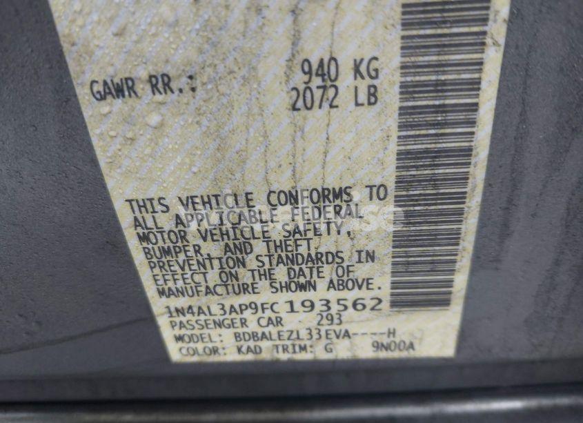 Photo 9 of 2015 Nissan Altima 2.5 S (VIN 1N4AL3AP9FC193562)