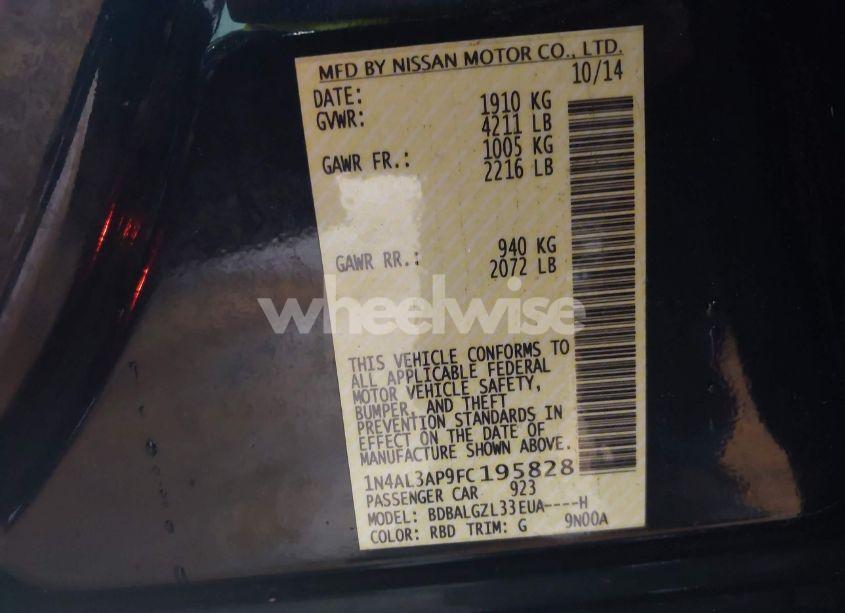 Photo 9 of 2015 Nissan Altima 2.5 S (VIN 1N4AL3AP9FC195828)