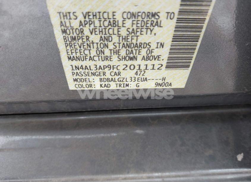 Photo 9 of 2015 Nissan Altima 2.5 S (VIN 1N4AL3AP9FC201112)