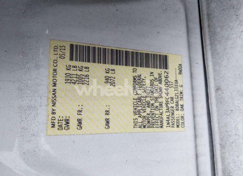 Photo 9 of 2015 Nissan Altima 2.5/2.5 S/2.5 SL/2.5 SV (VIN 1N4AL3AP9FC440062)