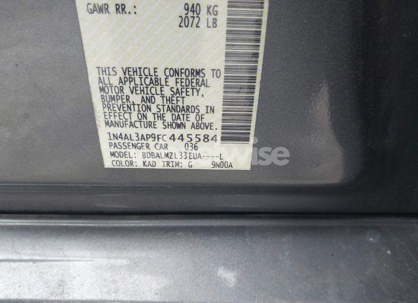 Photo 9 of 2015 Nissan Altima 2.5 SV (VIN 1N4AL3AP9FC445584)