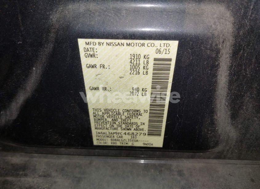 Photo 9 of 2015 Nissan Altima 2.5/2.5 S/2.5 SL/2.5 SV (VIN 1N4AL3AP9FC468279)