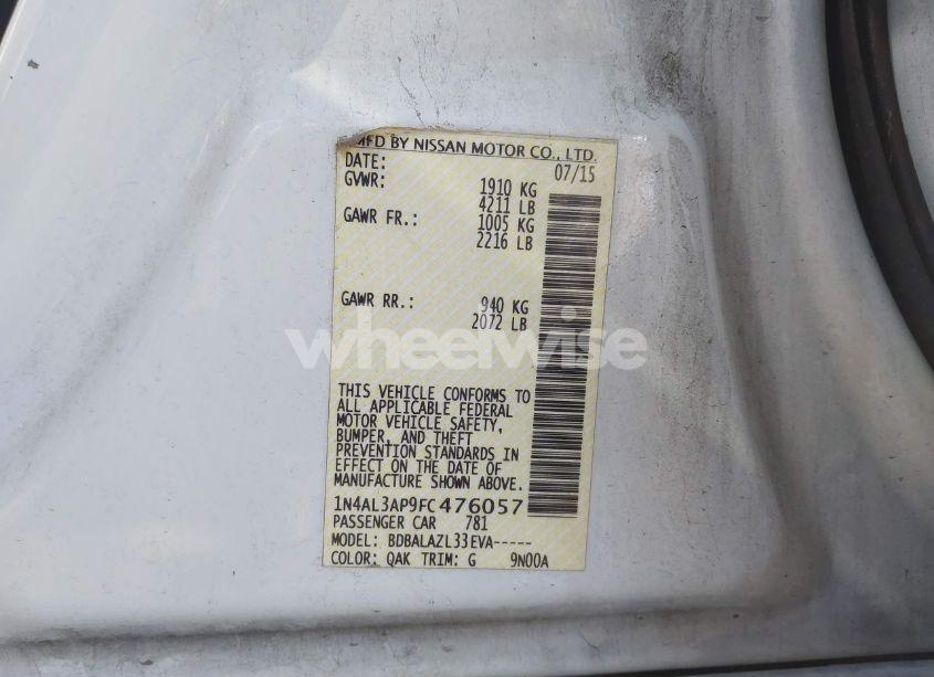 Photo 9 of 2015 Nissan Altima 2.5 (VIN 1N4AL3AP9FC476057)